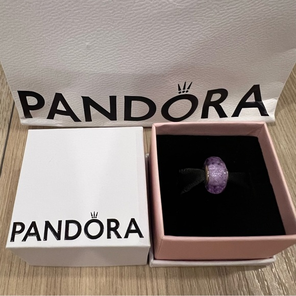 Pandora, purple shimmer faceted Murano glass charm - Picture 2 of 7